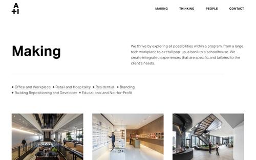 Captura de pantalla del sitio de Squarespace de architectureplusinformation.com