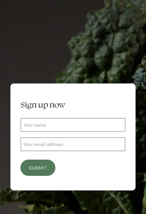 Formulário para contato solicitando o nome e endereço de e-mail de um potencial assinante.