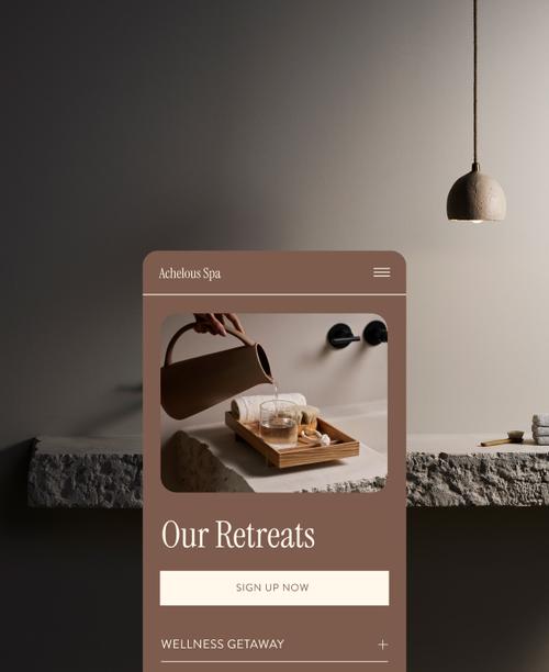 Sitio web personalizado de Squarespace para un spa que ofrece una variedad de servicios que se pueden reservar.