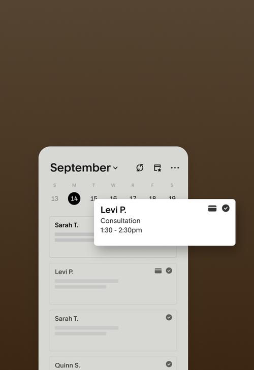 Interfaz de calendario que muestra una consulta agendada.